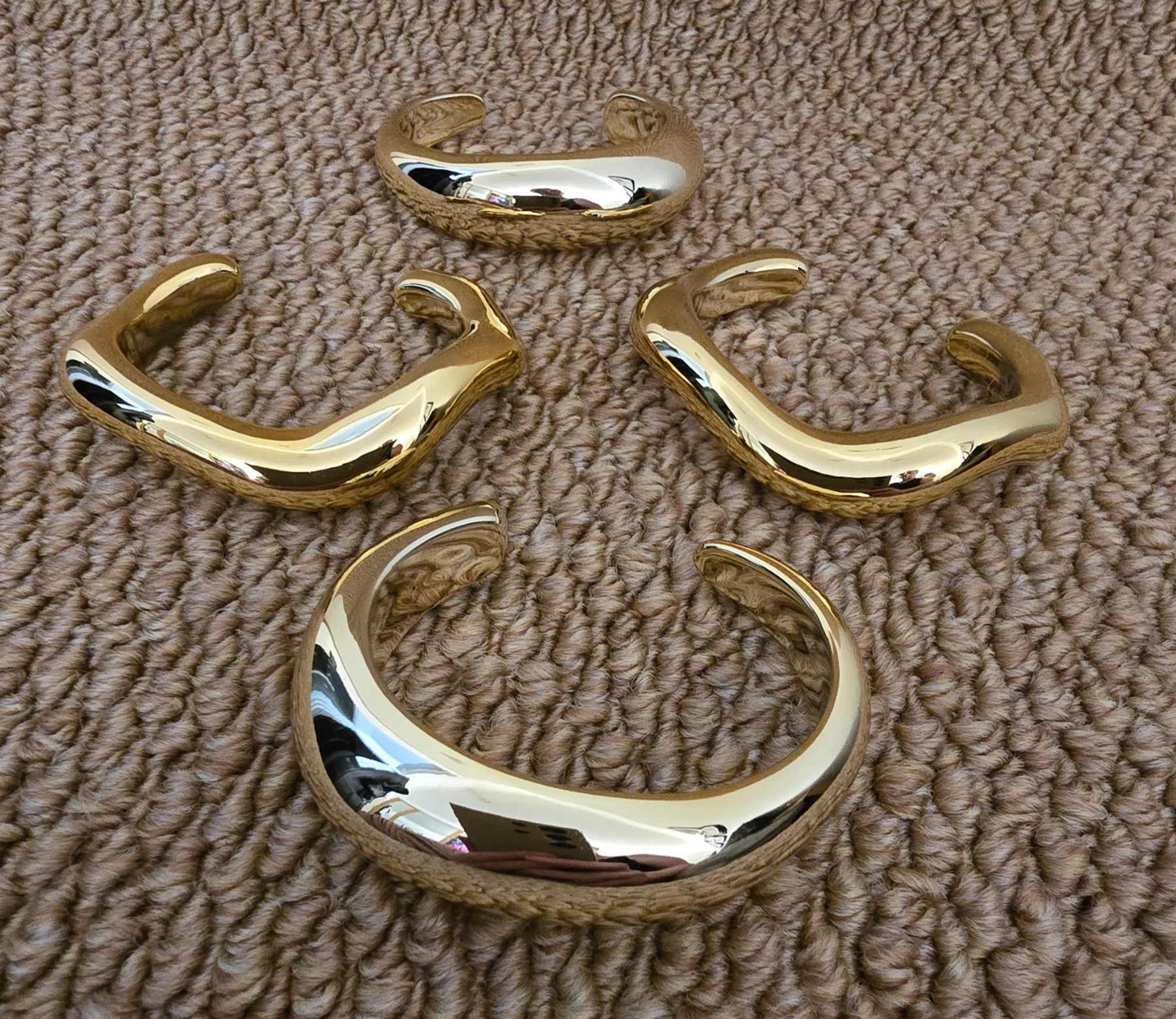 Set of 4 Gold Tone Chunky Acrylic Cuff Bangles.