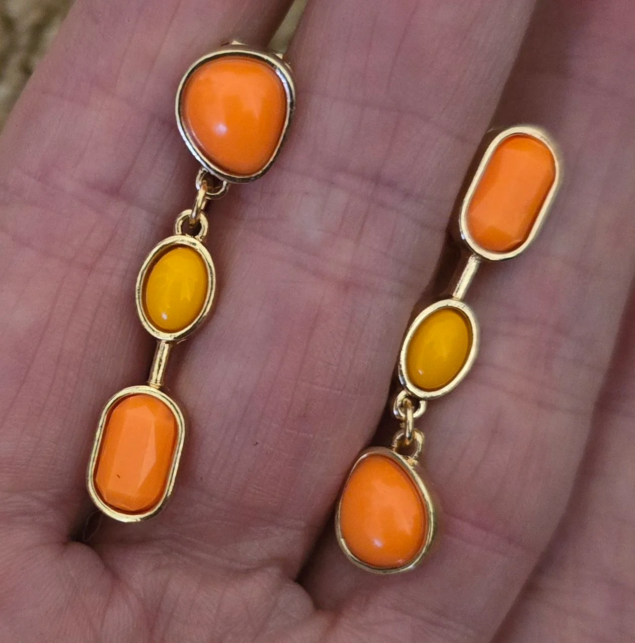 Gorgeous Orange Tone Clip on Earrings