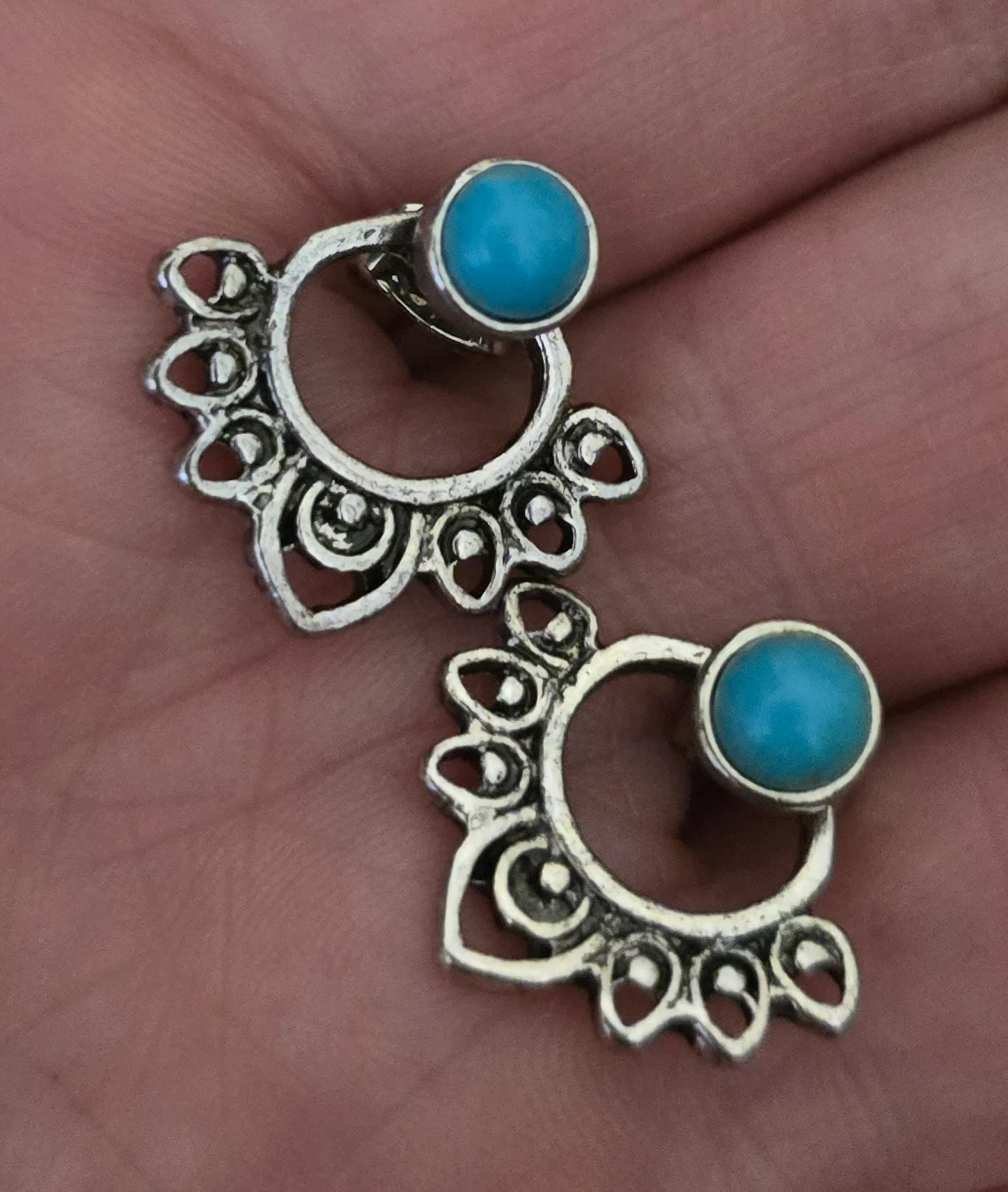 Stainless Steel & Turquoise Tone Earrings