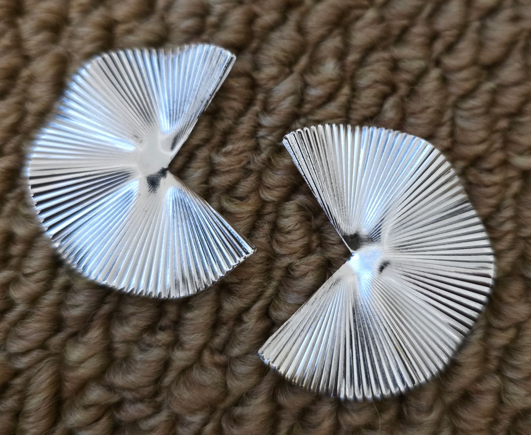 Modern Wave Design Silver Tone Earrings.