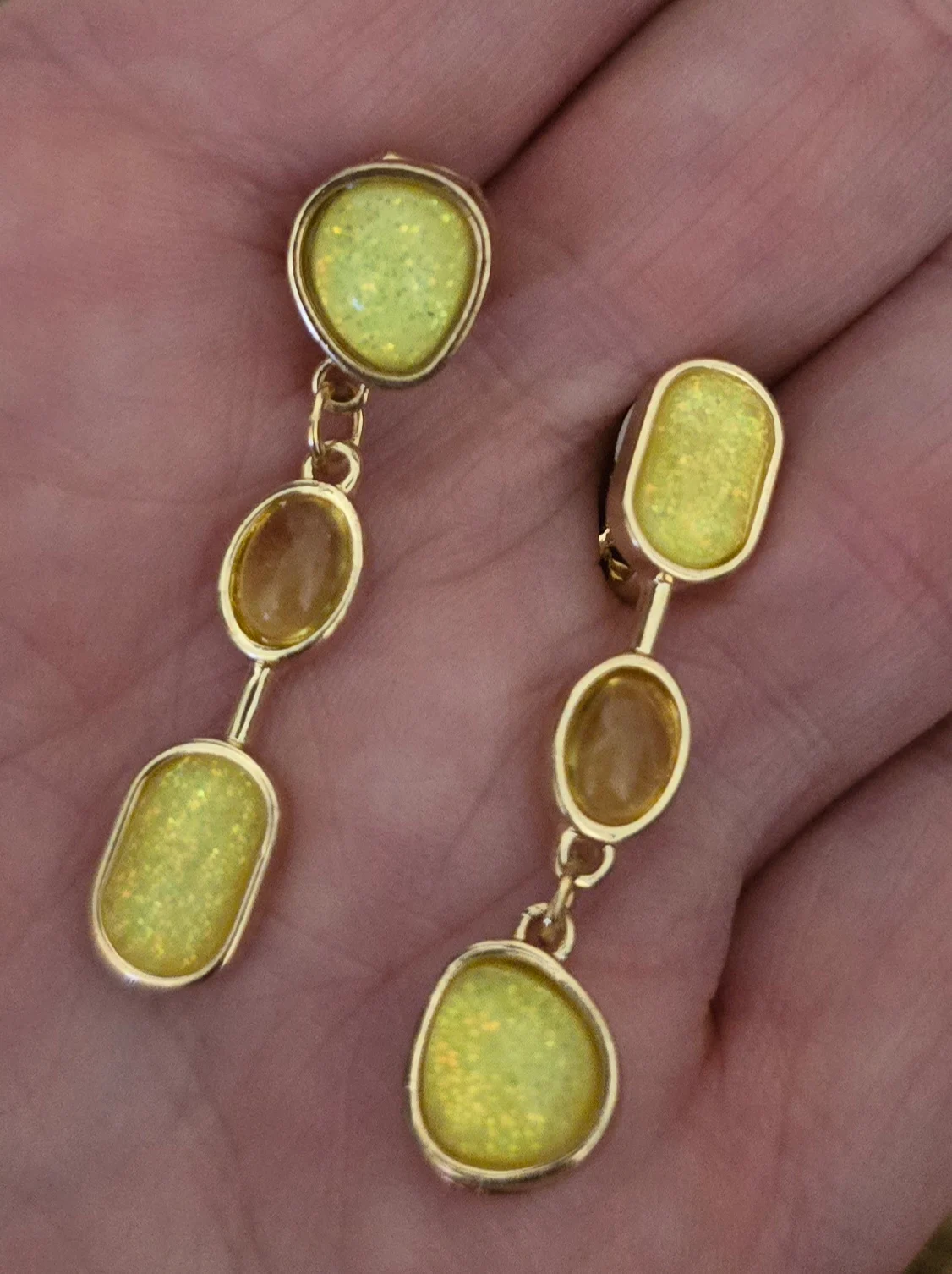 Clip On Lime Tone Earrings.