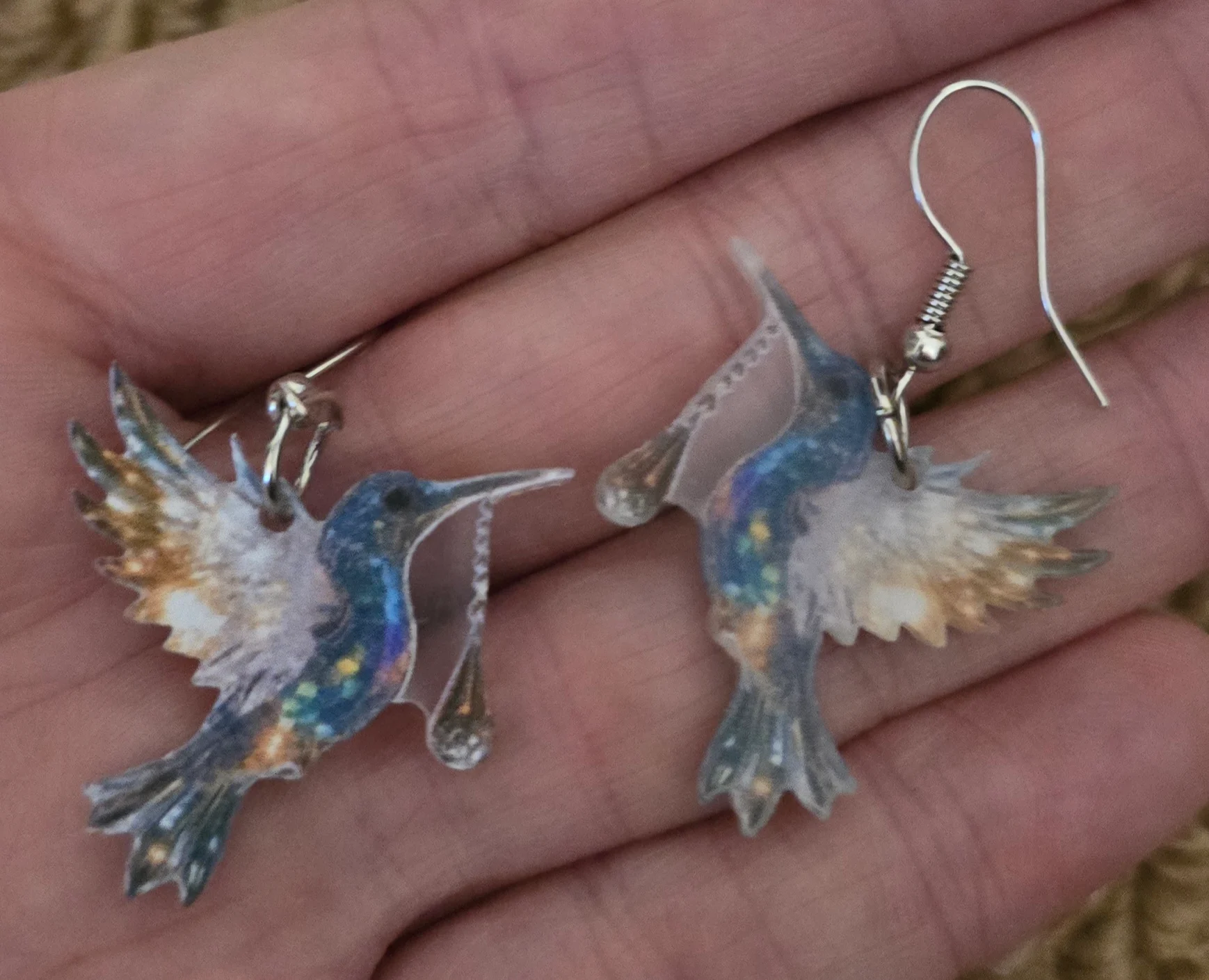 Humming Bird Design Acrylic Earrings.