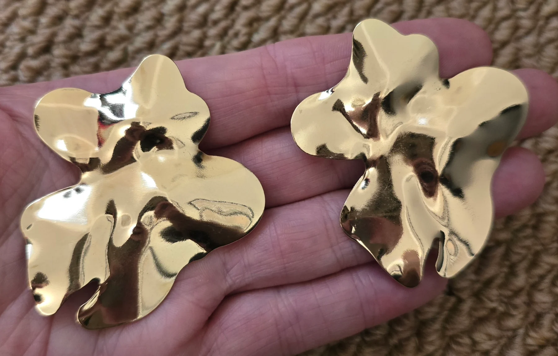 Modern Design Gold Tone Earrings.