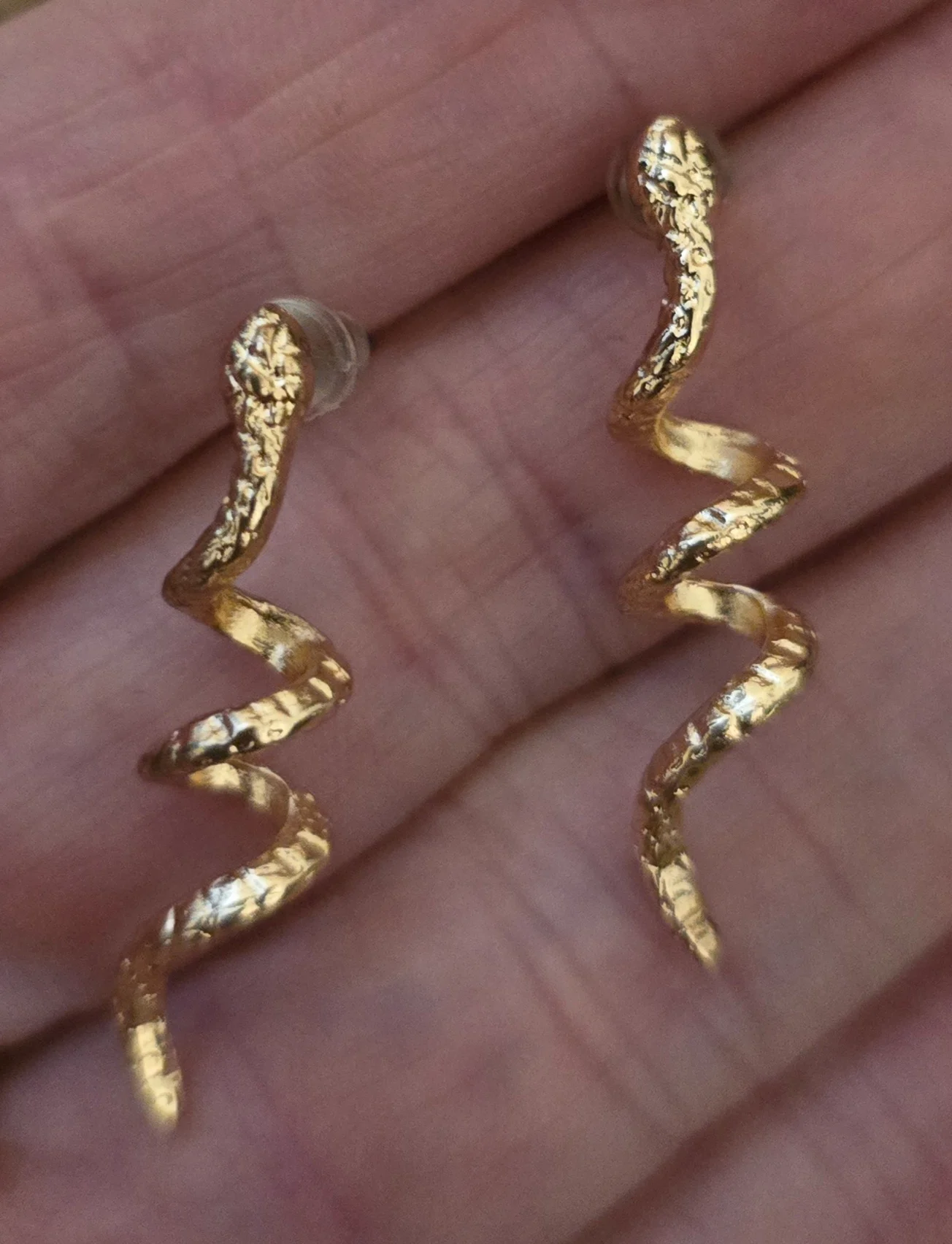 Stunning Gold Tone Snake Design Earrings.