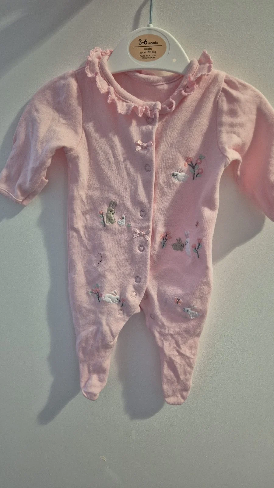 Nutmeg bunny print sleepsuit