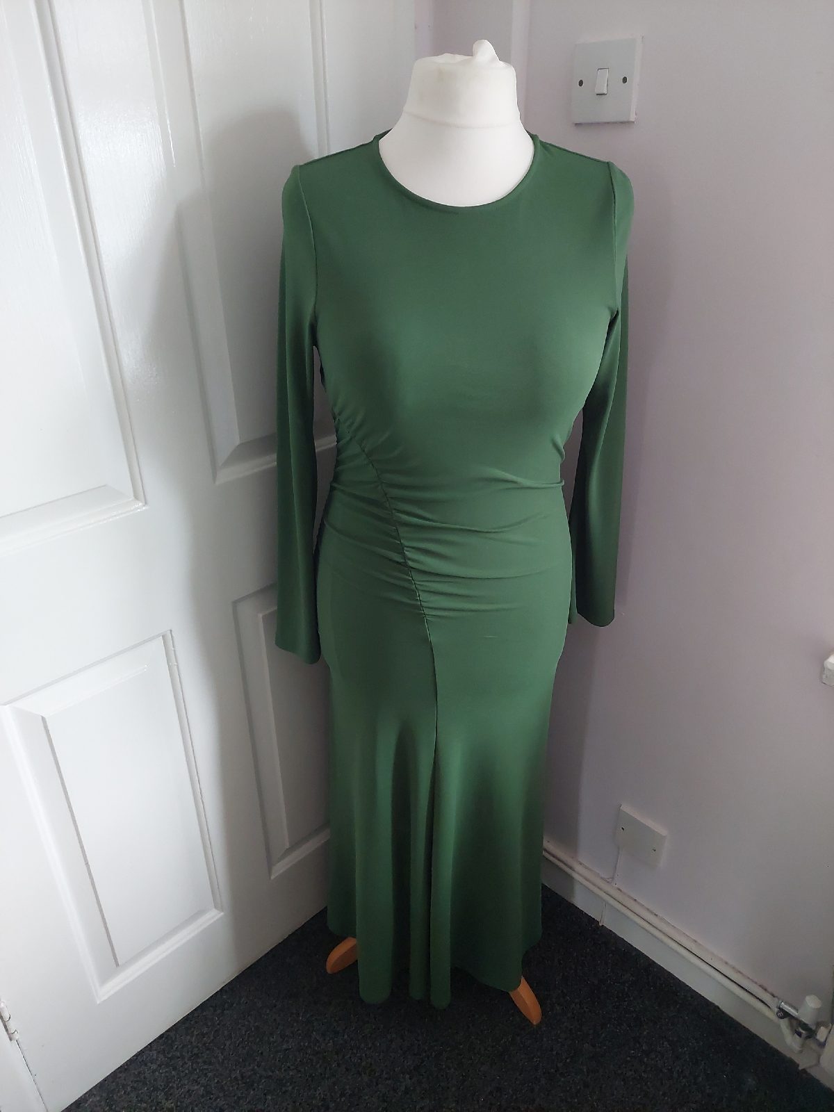 Marks & Spencer green long formal dress ruche BNWT women's size 10