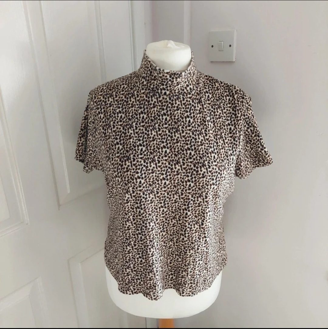 Dash velour leopard print high neck top animal print women's size 18
