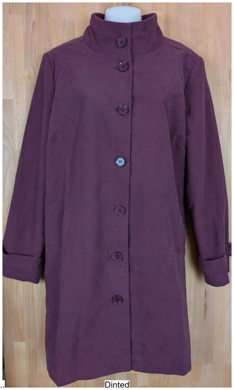 WoolOvers burgundy button up car coat. Womens size 16. DN2502
