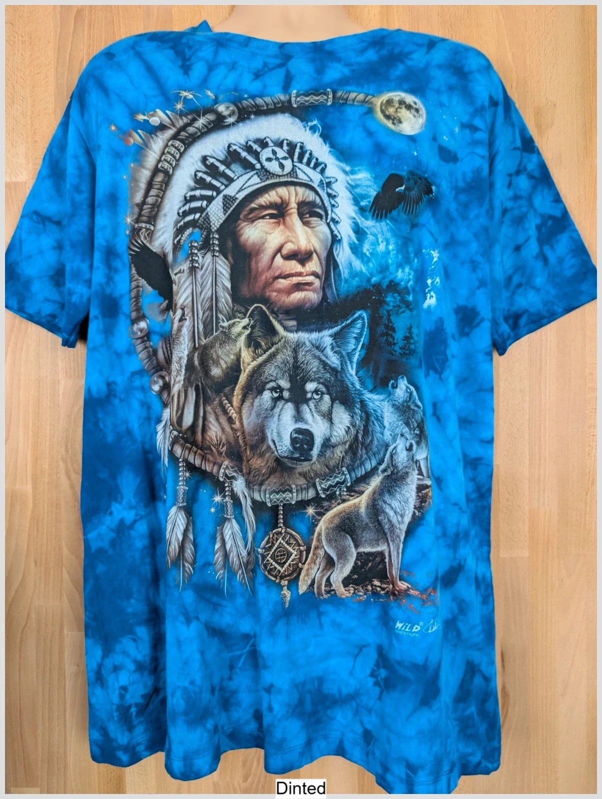 WiLD glow in the dark tie dye native American graphic design t-shirt. Mens XL. DN2511