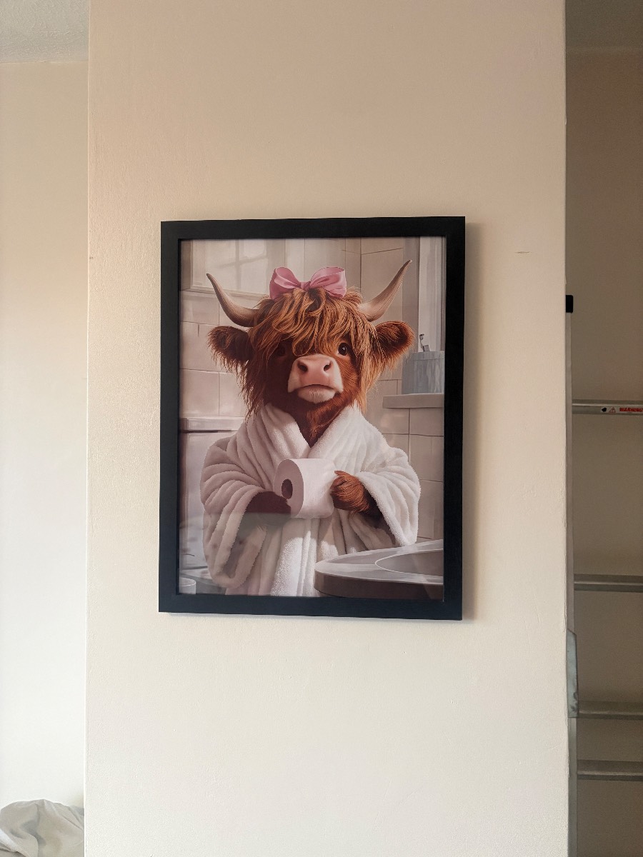 Highland cow toilet canvas print (unframed)