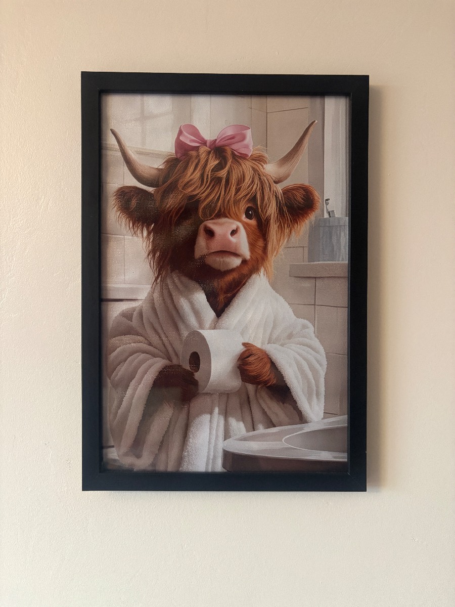 Highland cow bathroom canvas print (unframed)