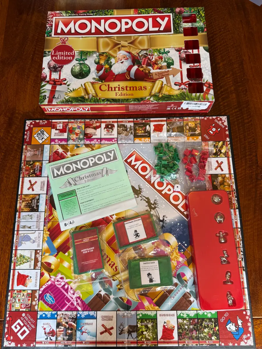 Monopoly Christmas Edition Limited Edition Board Game - Incomplete *No Money*