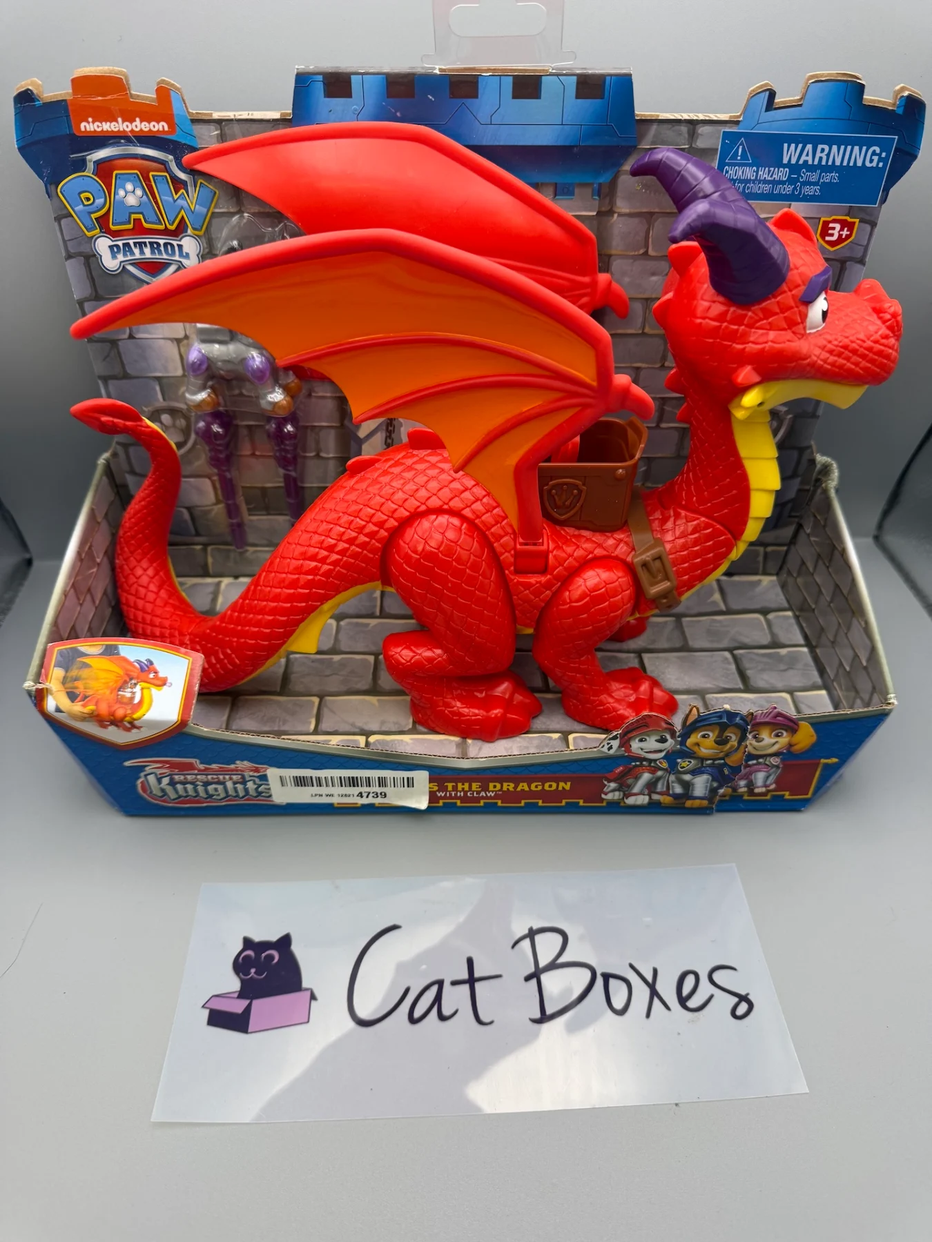 PAW Patrol Rescue Knights Sparks Dragon with Pup Claw Figure - Brand New