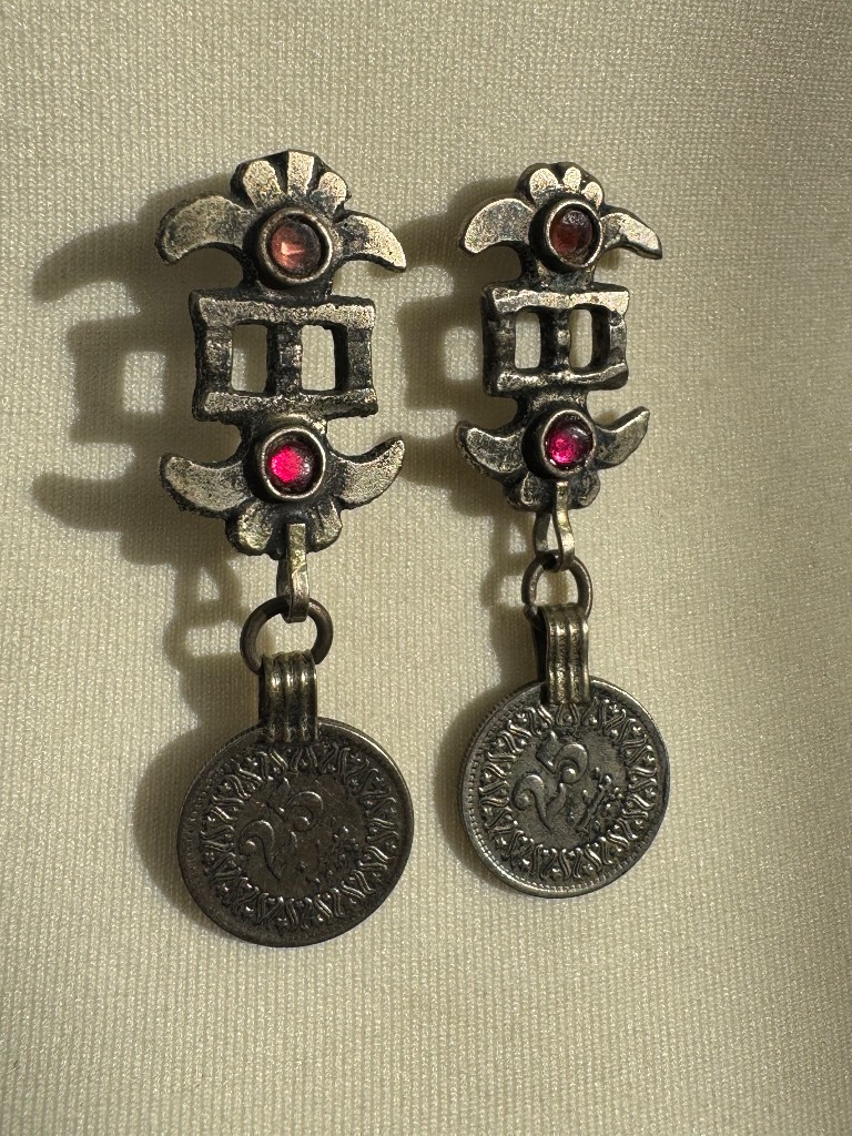 Vintage handmade unique rare coin ear studs