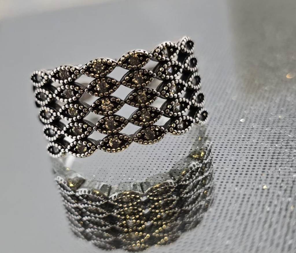 Sterling Silver Marcasite Open Ring  Size K/L