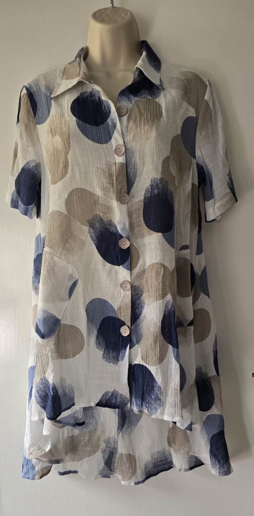 Apricot asymetrical ,collared neckline shirt / tunic .size 10