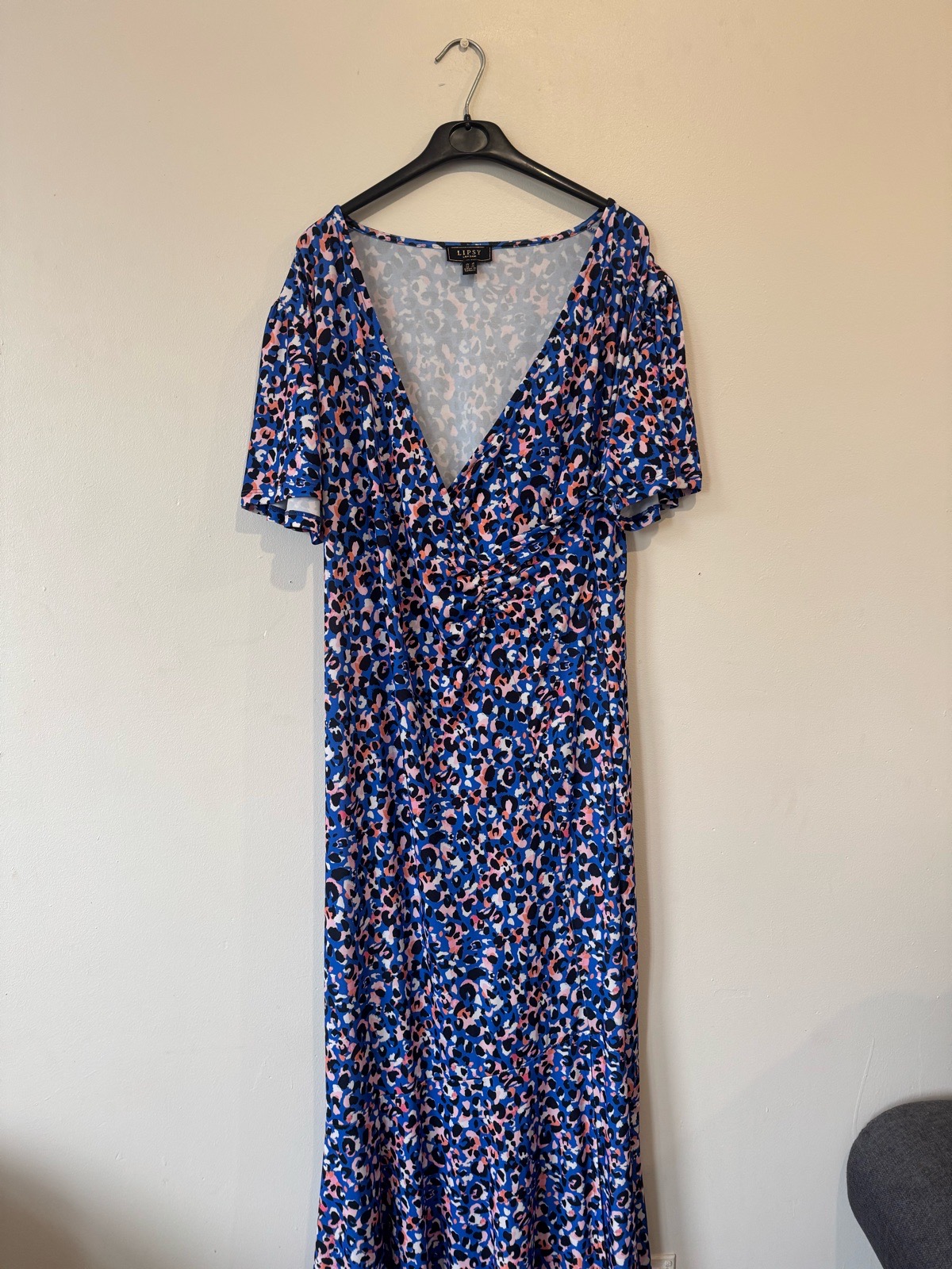 Lipsy London Blue Leopard Print Maxi Dress Size 18