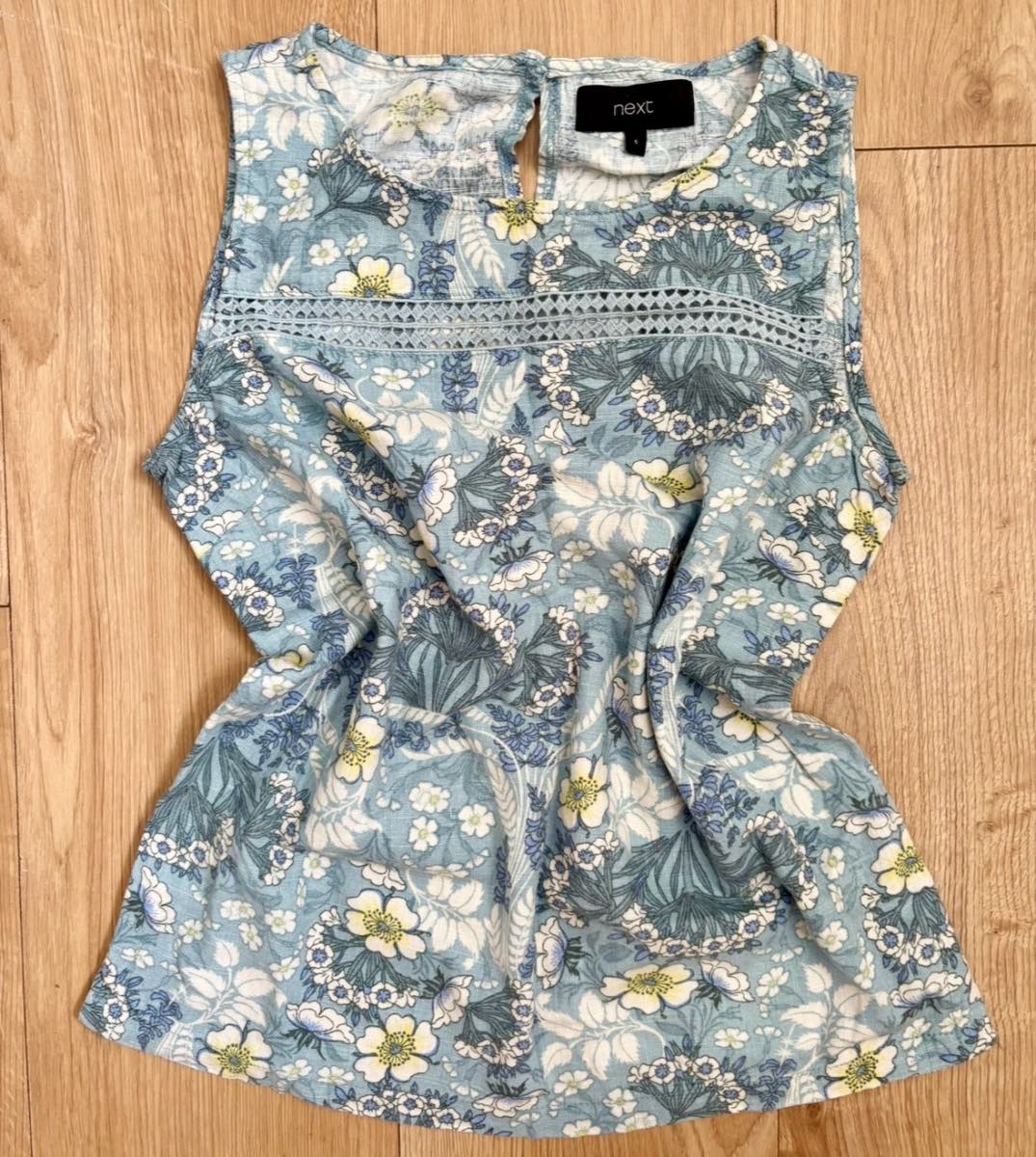 Blue Floral Linen-Blend Sleeveless Top | Next | UK 6 / EUR 34 | Lace Trim Y2K Summer