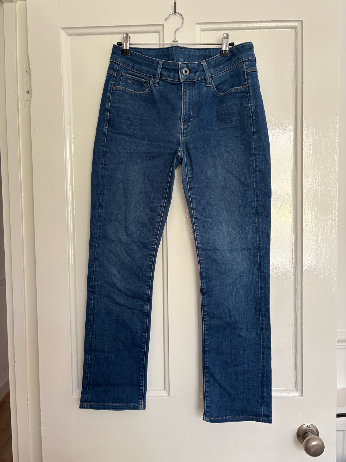 Vintage Contour High Waist Jeans | W30 L30 / UK 12 | Blue Denim Straight Leg Y2K