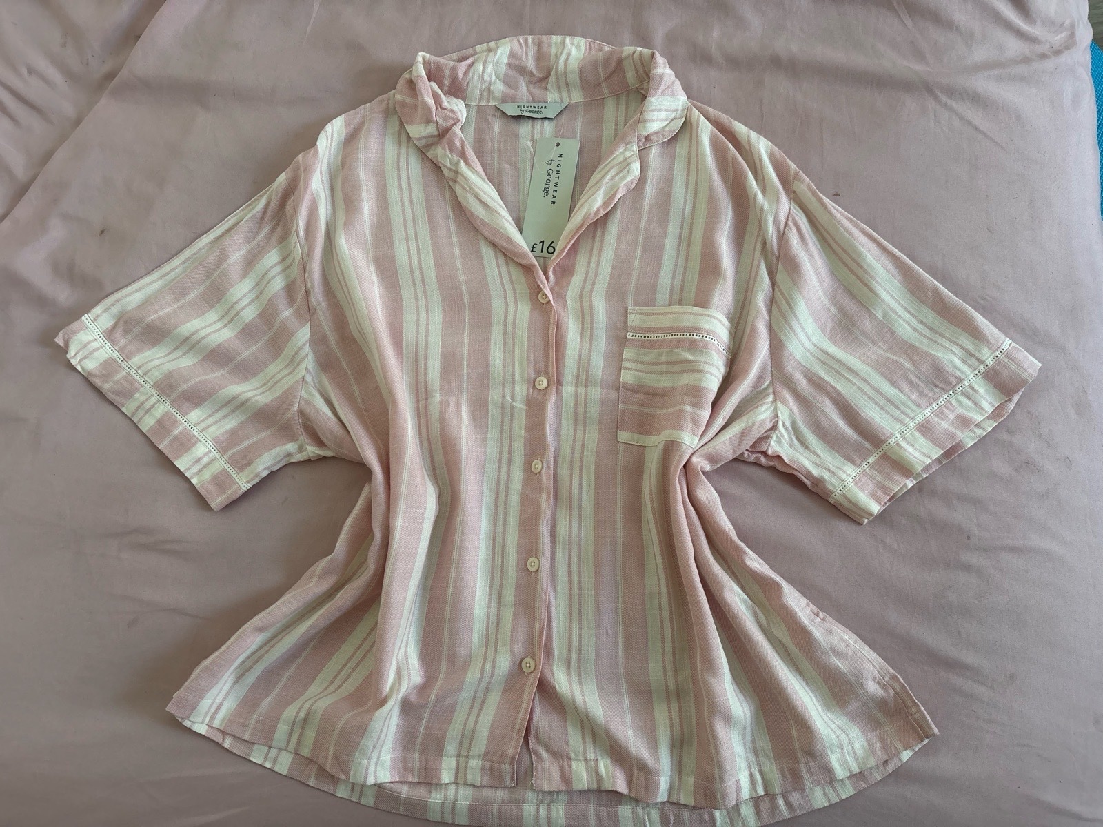 George Pink White Striped Shirt | UK 18 | BNWT Short Sleeve Relaxed Fit Summer Blouse