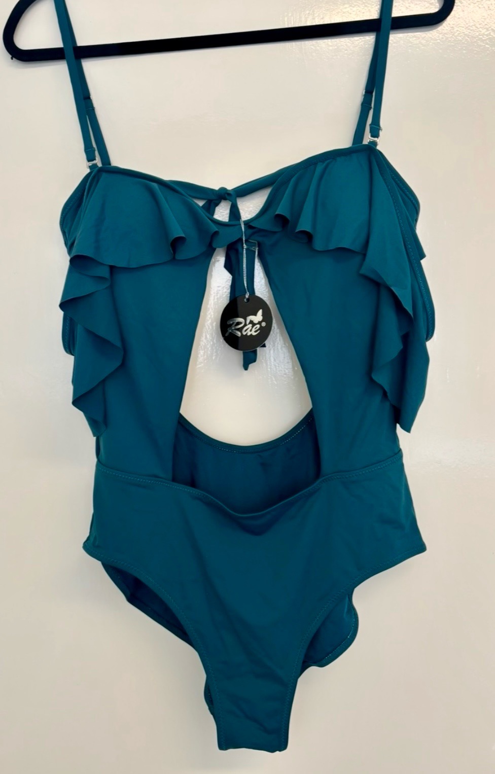 Rae Teal Green One-Piece Swimsuit | UK 24–26 / XXL | Cut-Out Sides Adjustable Straps
