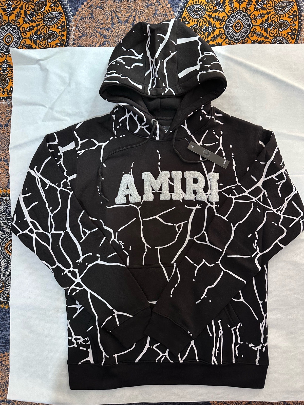 Amiri mans tech fleece hoodie size L colour black