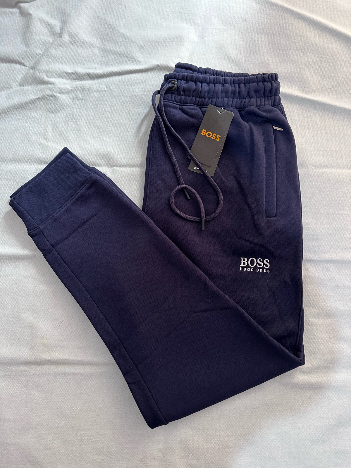 Hugo boss mans fleece cuffed jogger size L colour navy