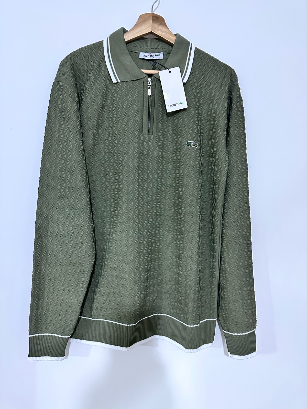 Lacoste man’s sweatshirt olive green luxury colour