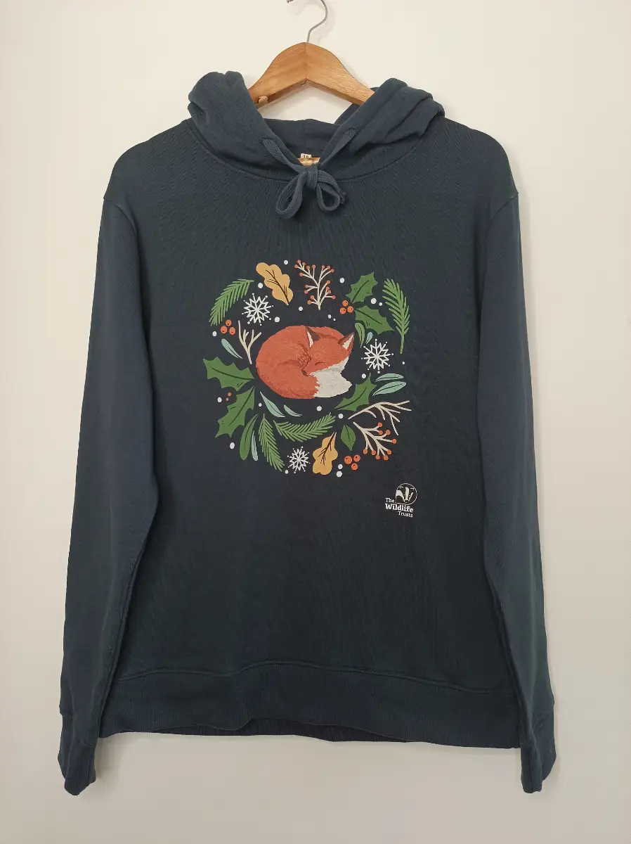 Rapanui Womens Hoodie Wildlife Trusts Fox Hoodie Navy UK 18 100% Certified Organic Cotton