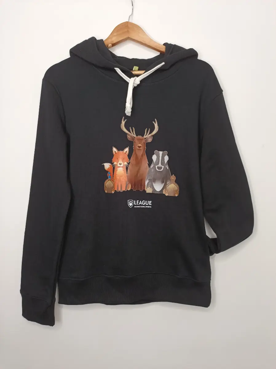 Rapanui Womens Kids Hoodie White cord Protecting Animals Hoodie Black UK 14 Certified Organic Cotton