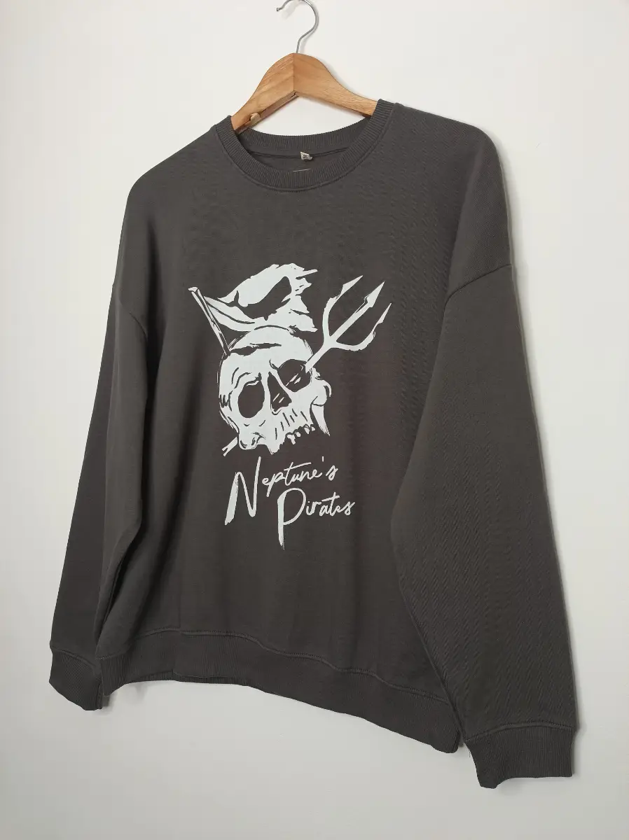 Rapanui Womens Sweatshirt Neptune's Pirates Sweatshirt Grey UK 12 100% Certified Organic Cotton