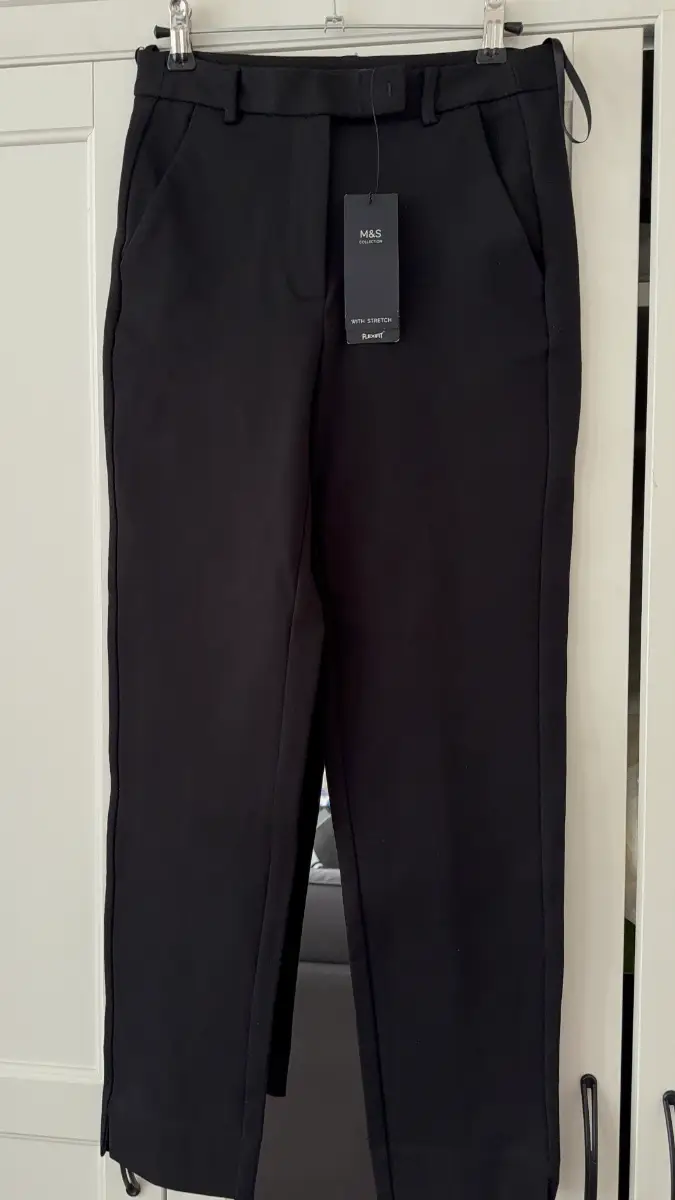 M&S Flexifit Black Slim Leg Tailored Trousers UK 6 Short