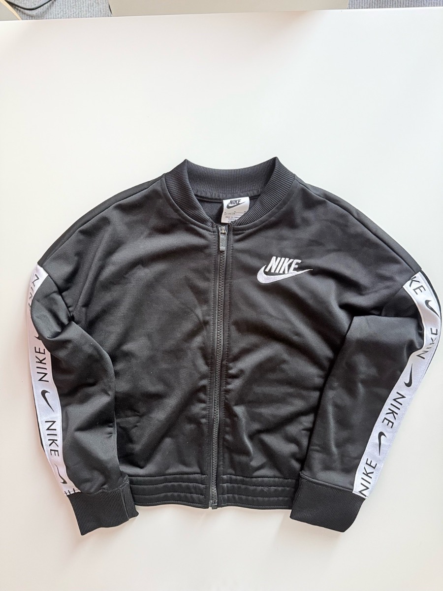 Nike Kids Track Jacket Black Logo Tape Size M 137–146 cm