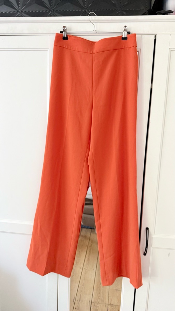 Zara Women Orange Wide-leg Trousers Size XS