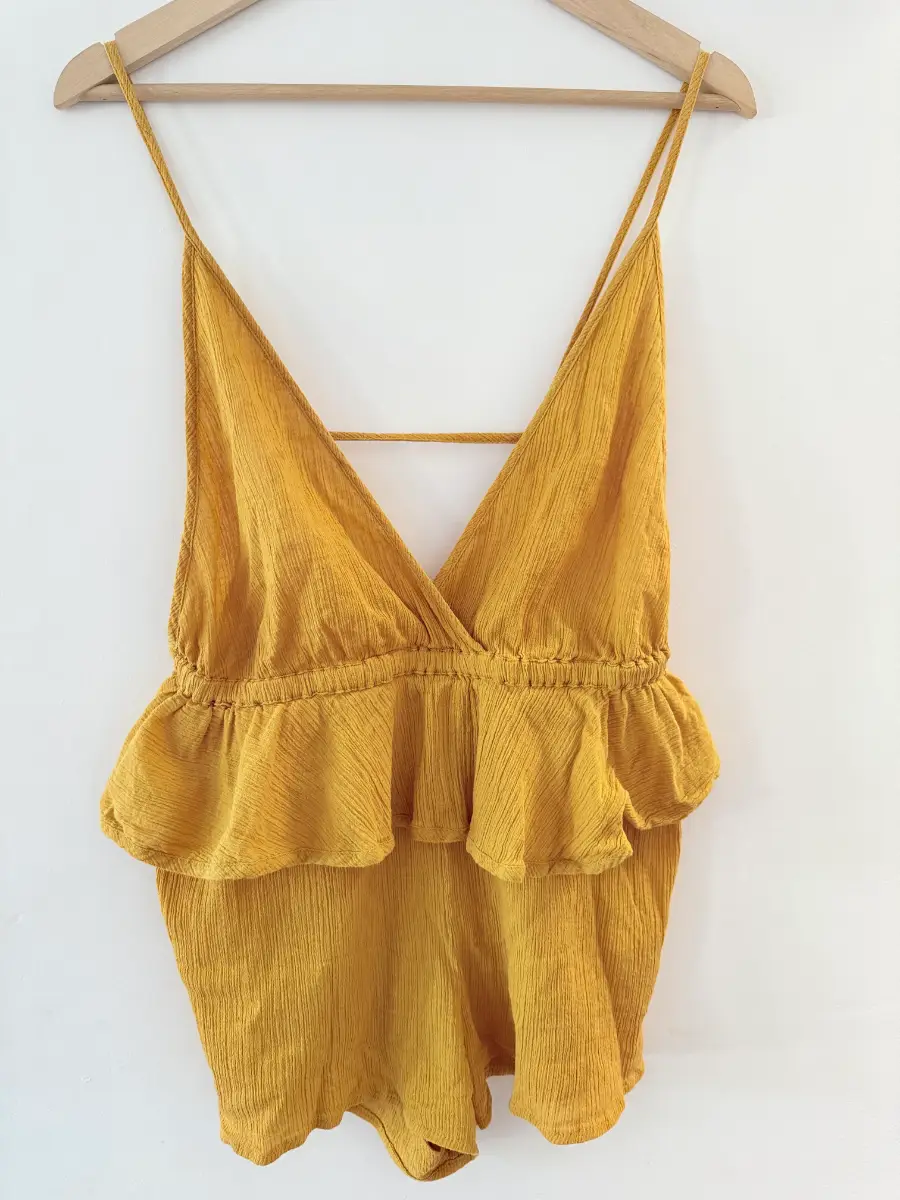 ASOS Swim Mustard Ruffle Beach Playsuit UK 12