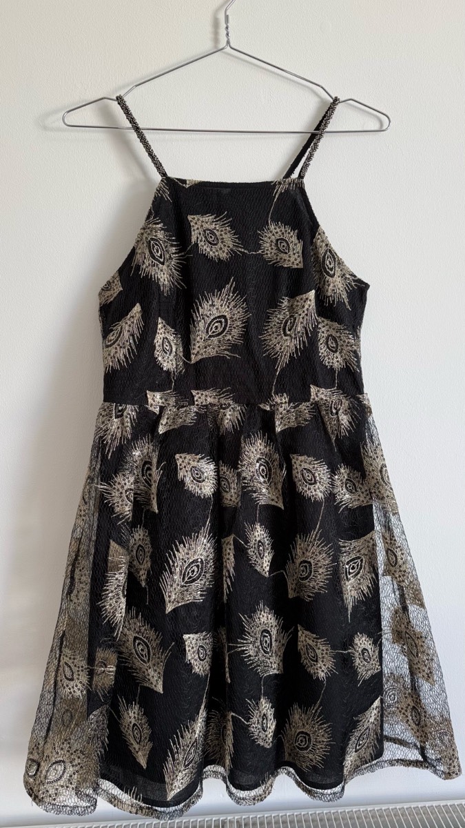 Louche London Black & Gold Embroidered Mini Dress XS