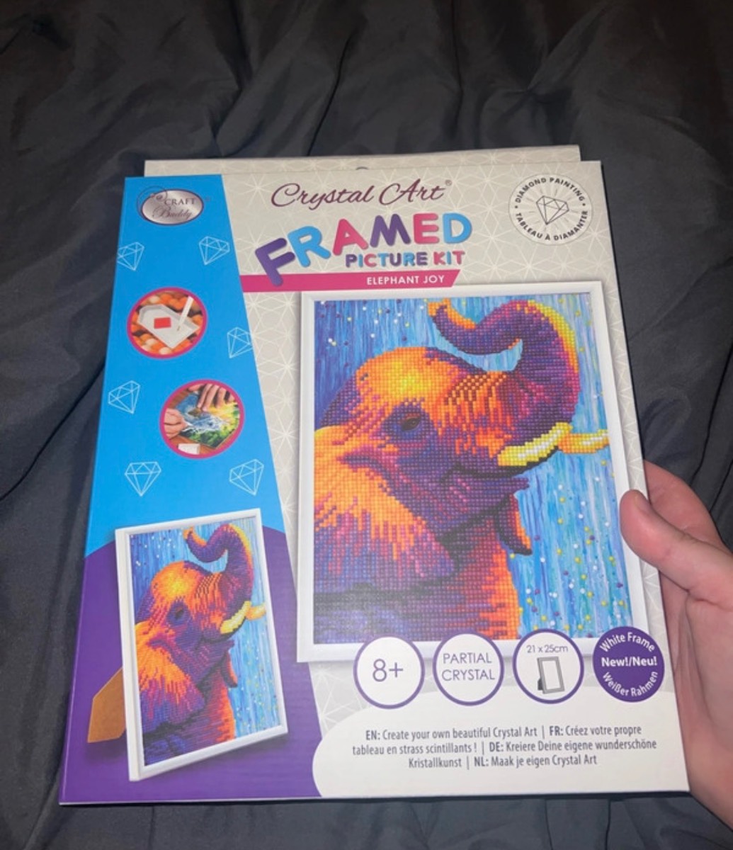 Crystal art framed elephant never opened