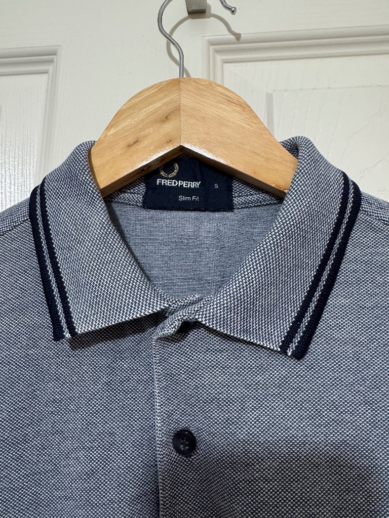Fred Perry Blue/Grey Polo Shirt - Size Small