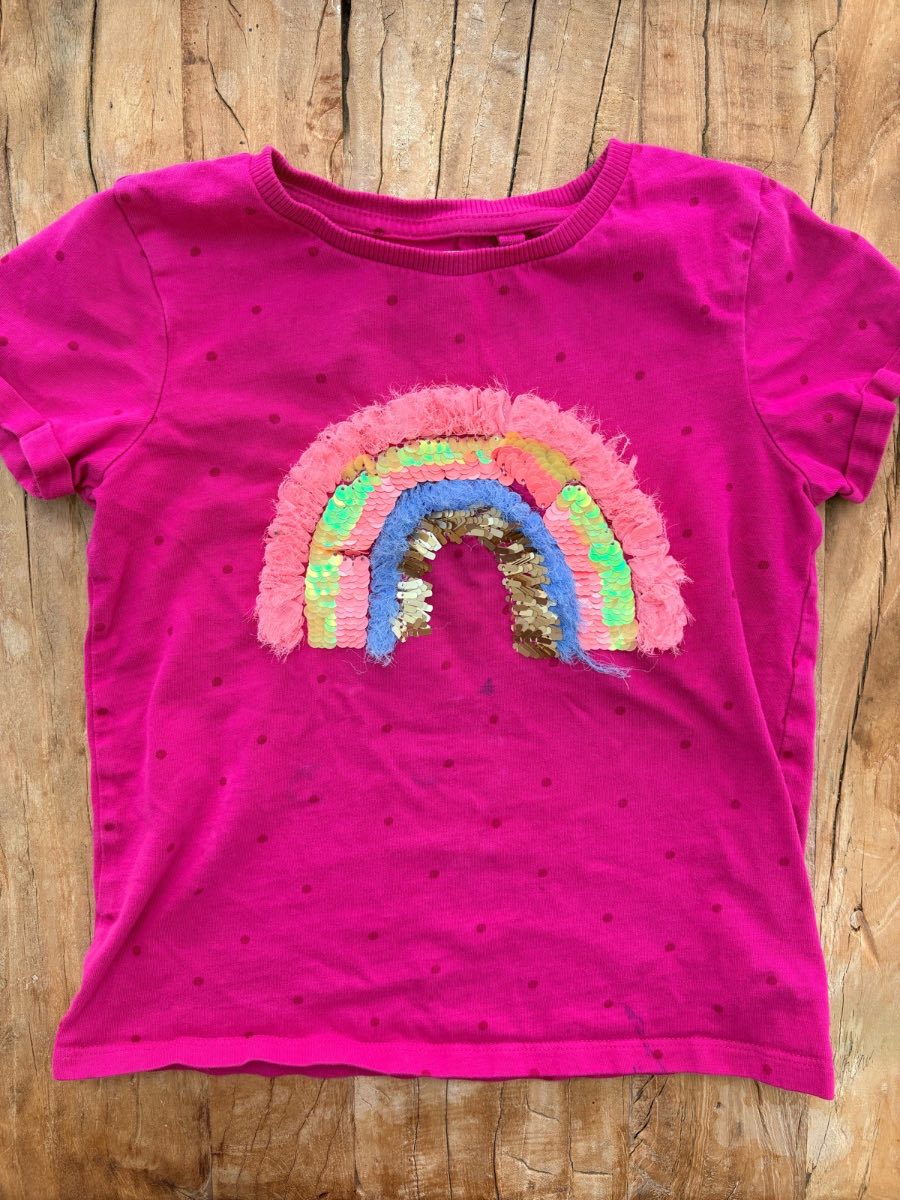 Next | appliqué rainbow t-shirt | size 5