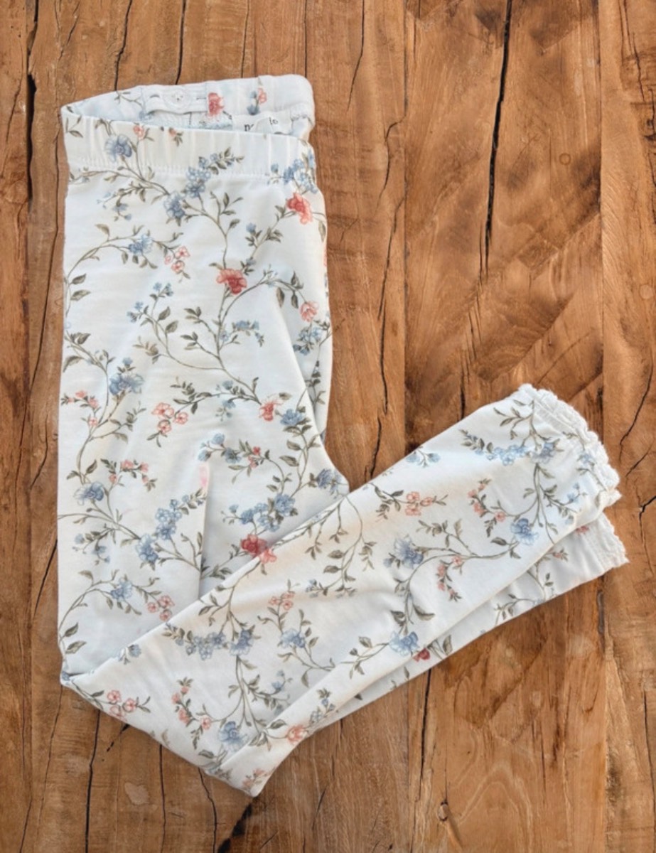 Newbie | white floral leggings | size 4