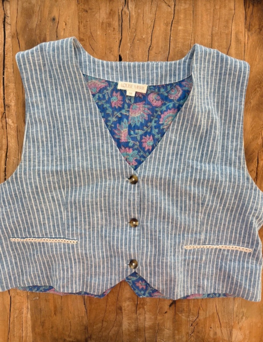 Louise Misha | striped linen waistcoat / top | size 10
