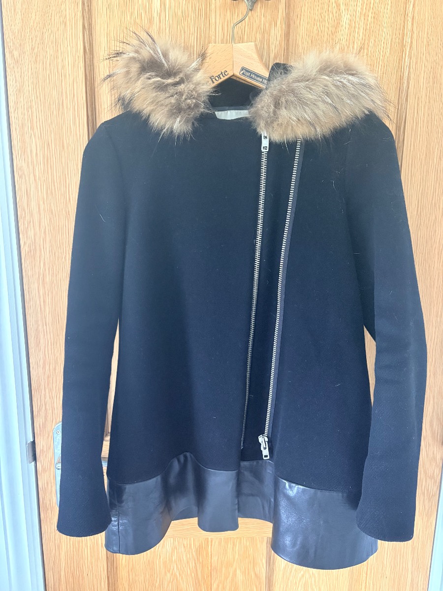 Sandro | black hooded winter coat | size 8