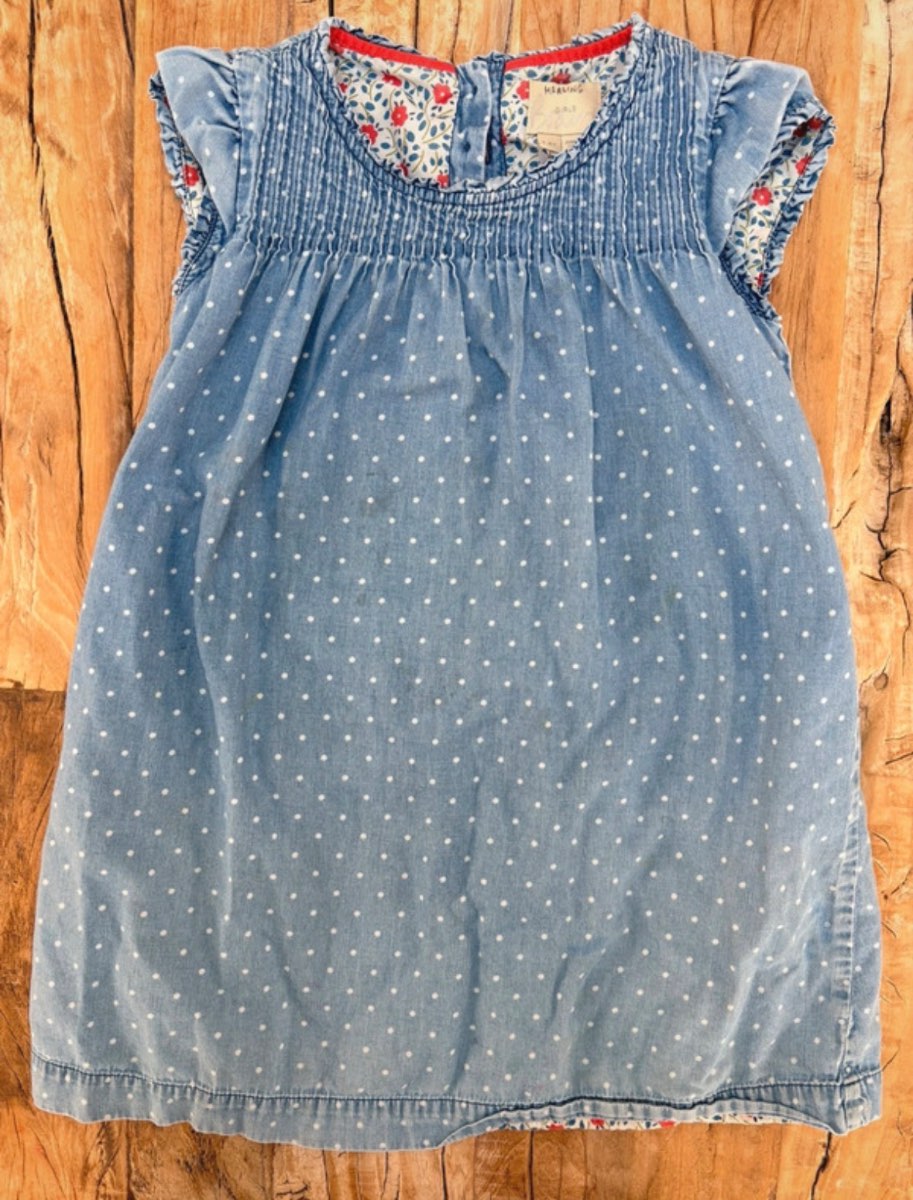 Boden | spotty denim dress | size 4-5