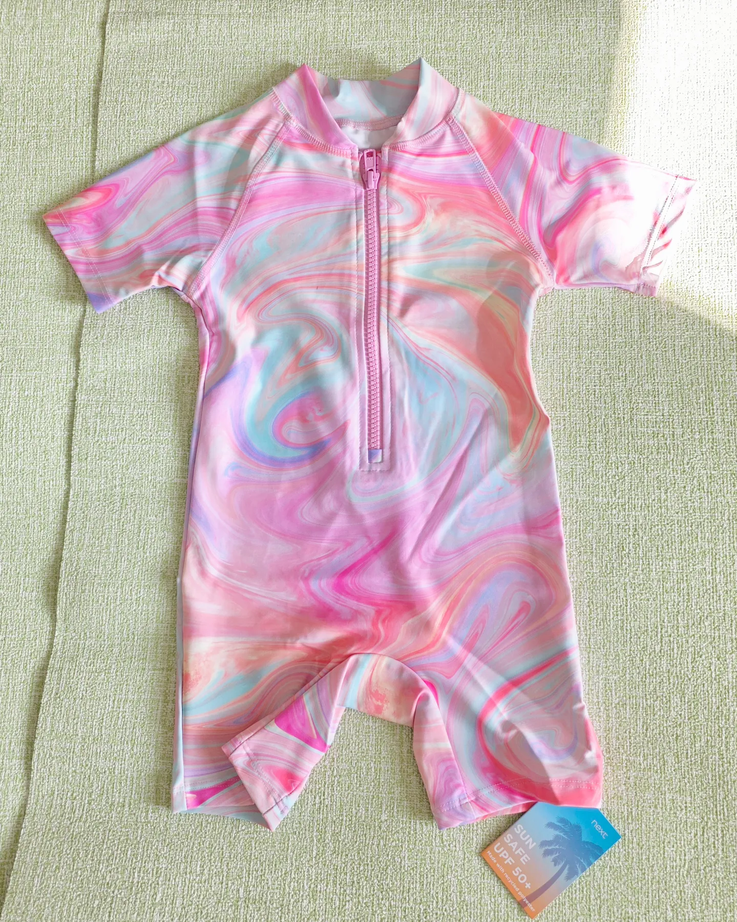 Next Toddler Girls Pink Marble UPF 50+ Sunsuit 1½–2 Years BNWT