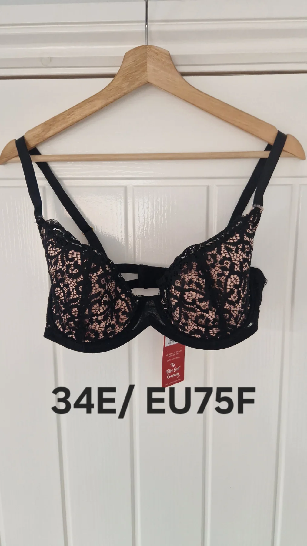 UK34E Tutti Rouge High Quality Black Lace-Mesh Bra EU75F