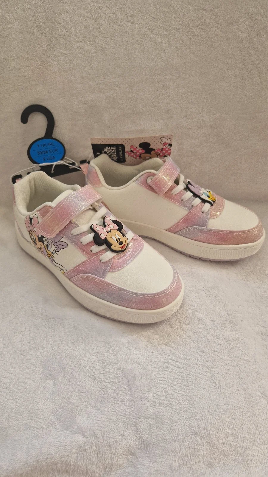 BNWT Disney Minnie Mouse Metallic Ombré Glittery Trainers UK1 EU33/34