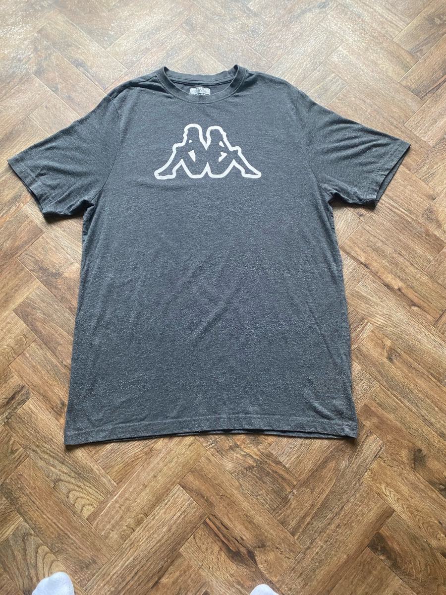 Kappa Logo T-Shirt XL Grey/Dark Charcoal 100% Cotton Casual Streetwear Tee