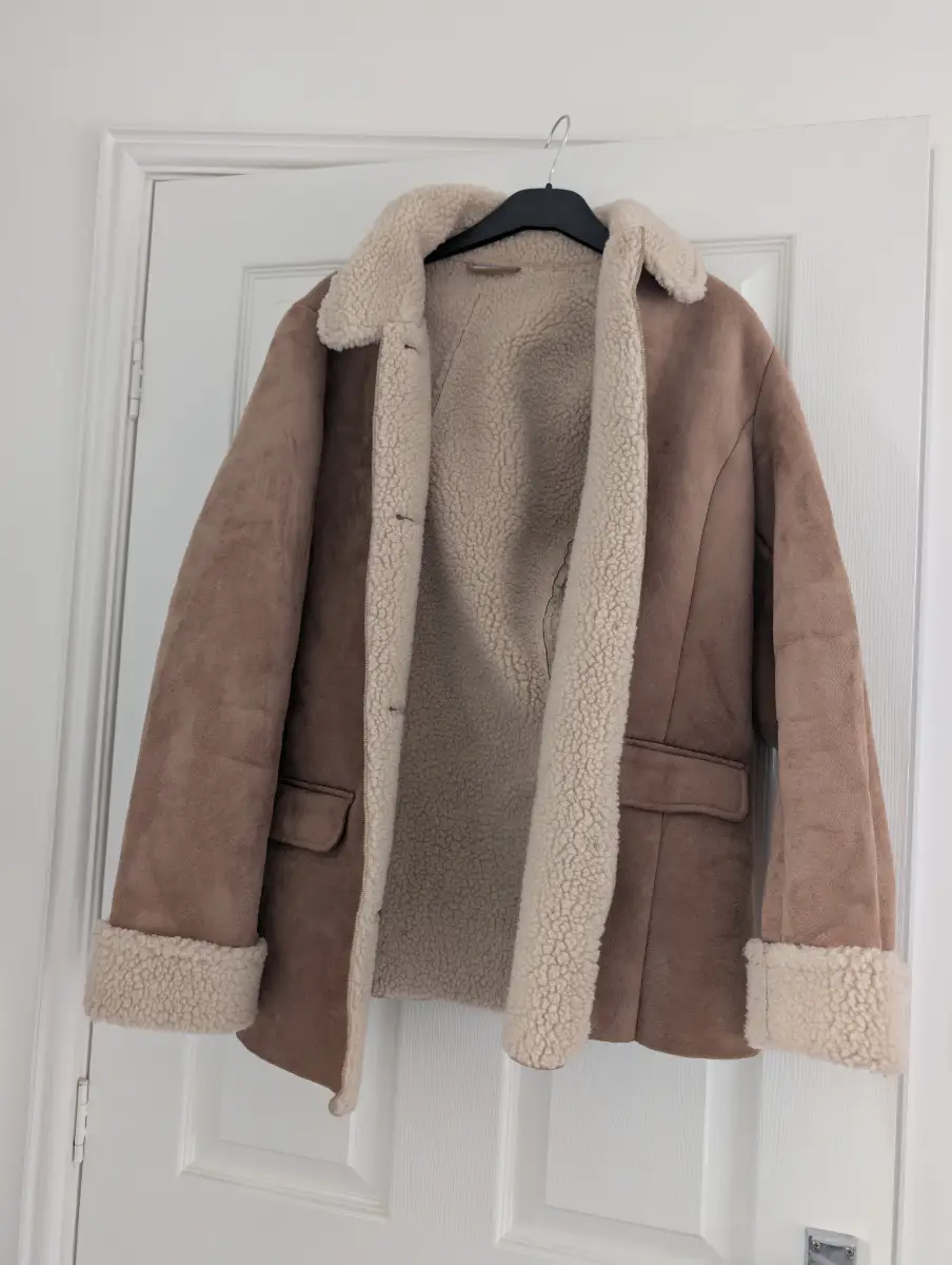 Damart Faux Suede & Shearling Borg Lined Coat – Size 14/16