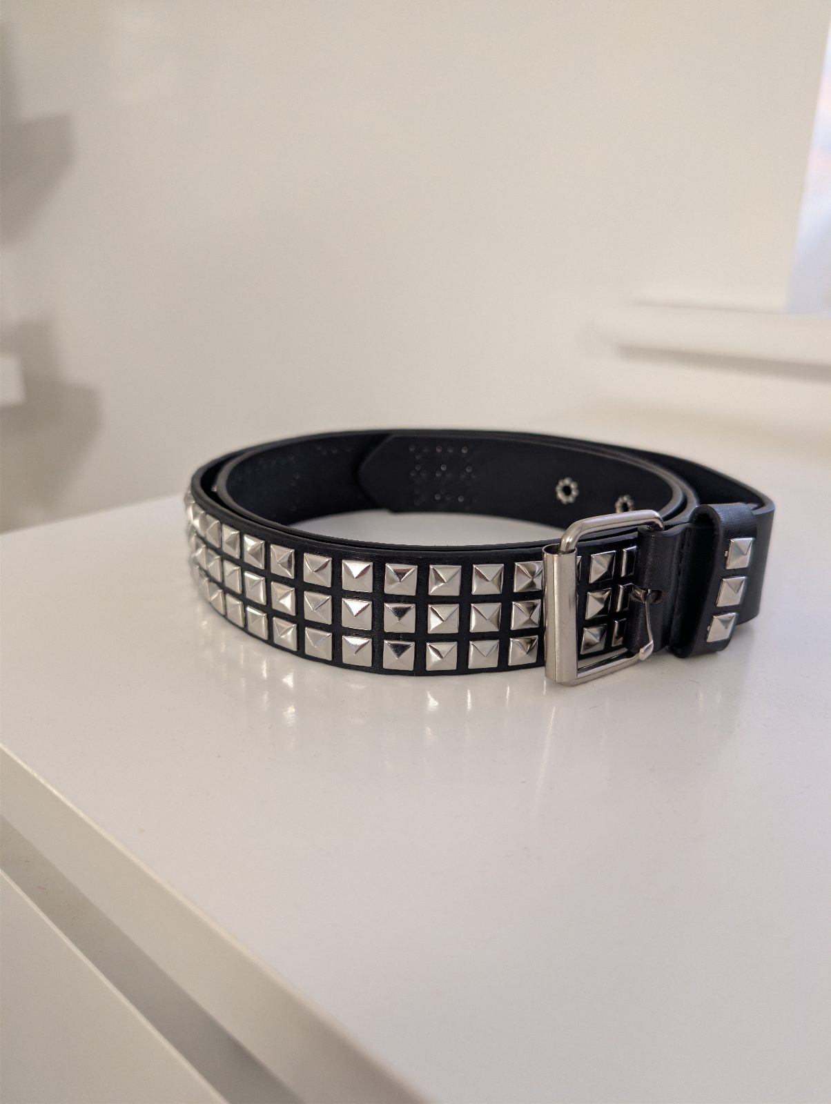 Y2k emo gothic black and silver studded belt