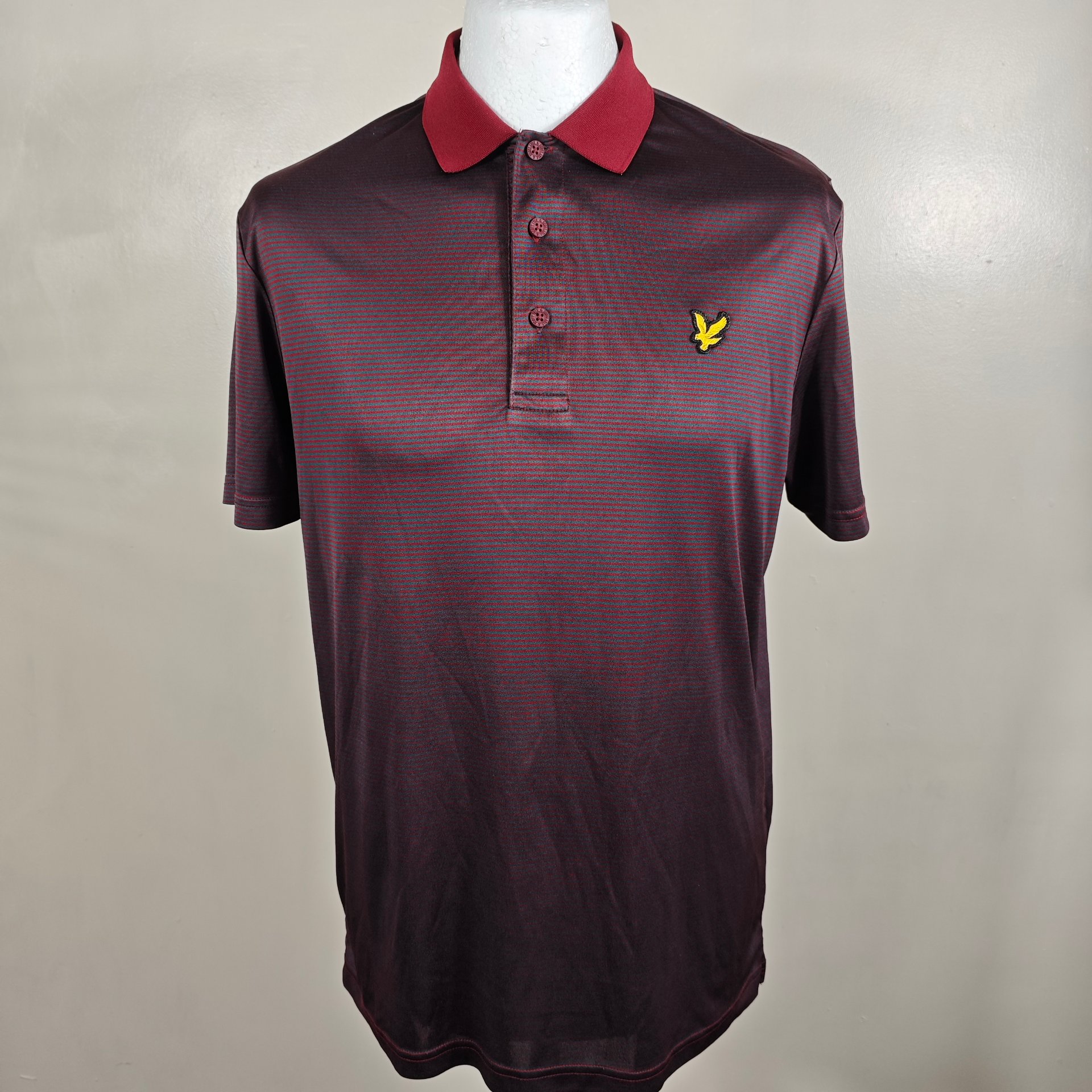 Lyle & Scott Striped Polo Shirt Burgundy Large
